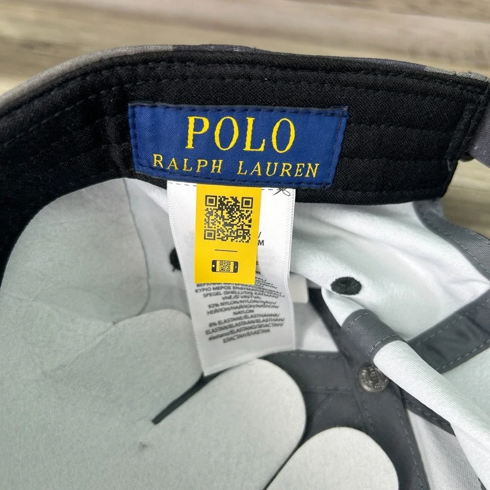 Polo Ralph Lauren Stretch Twill Camo Performance Ball Cap Hat Black Gray - Picture 8 of 8